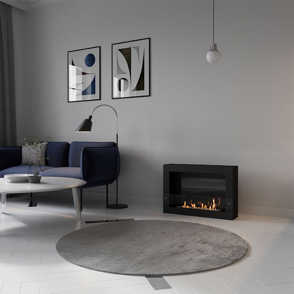 Биокамин SteelHeat WALL ONE 800 черный, стекло, стемалит по цене 33 285 руб.