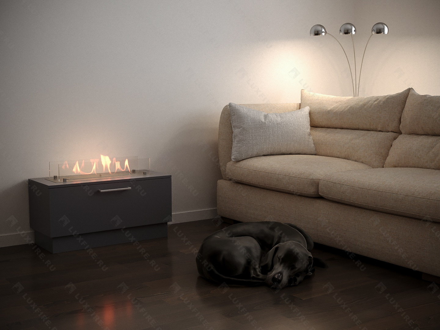 Тумба универсальная Lux Fire "Варвара" 800, графит, с биокамином 450 XS по цене 52 800 руб.